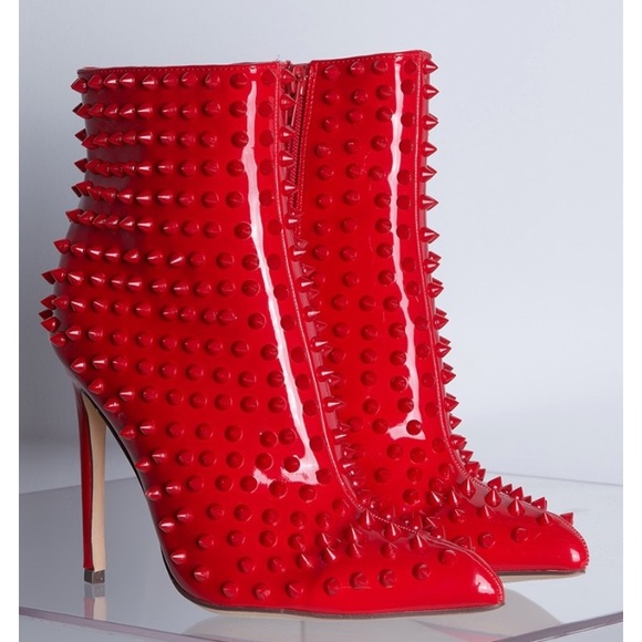 Size 10 Available. Red Studded Booties. - Picture 2 of 8